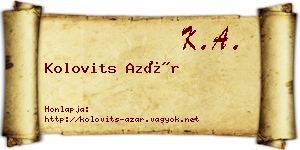 Kolovits Azár névjegykártya