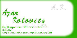 azar kolovits business card